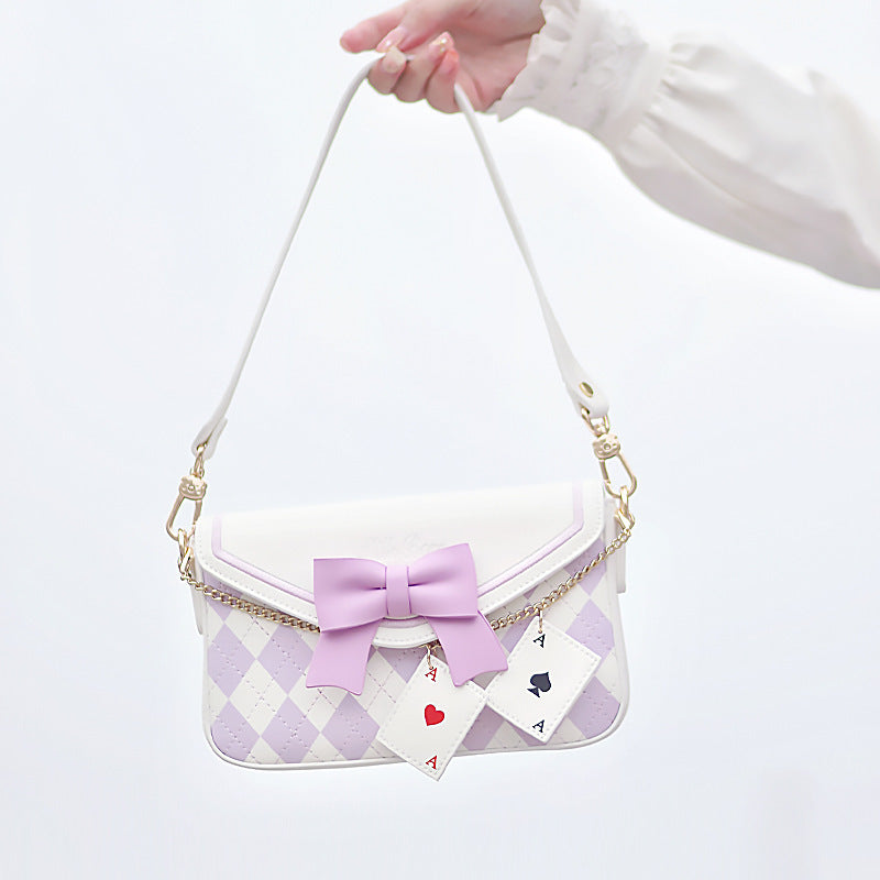 One Shoulder Bag With Lolita Bow Diagonal Cross Bag For Women