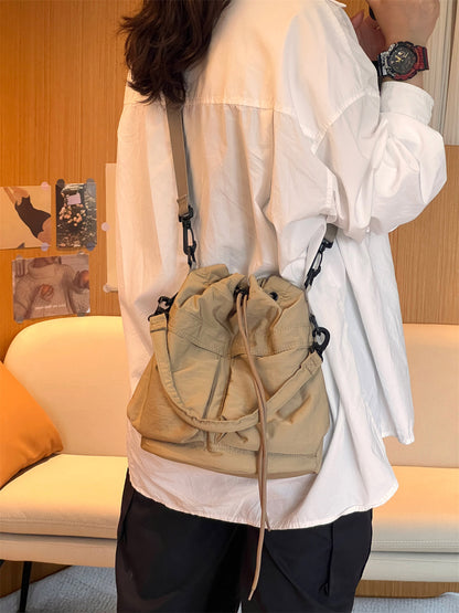 Multi-pocket Lightweight Bucket Bag Canvas Bag