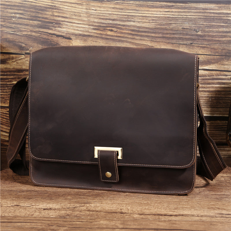 Retro Crazy Horse Leather Men's Shoulder Messenger Bag