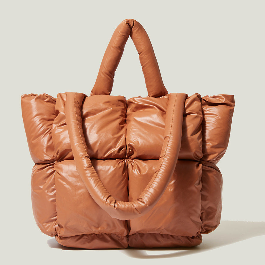 Sac fourre-tout souple de grande capacité pour femme avec coutures en duvet pour l'automne et l'hiver