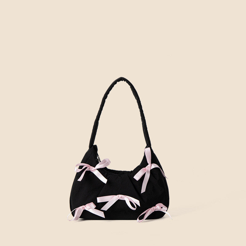 Bolso de mano femenino de nailon con lazo de moda