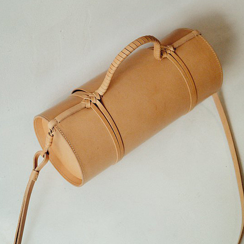 Women's Woven Portable Bamboo Tube Shoulder Bag