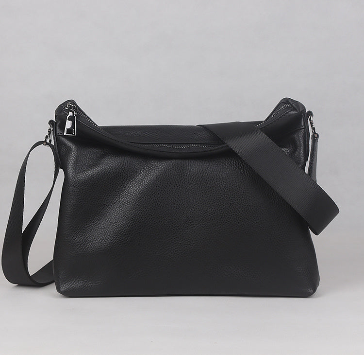 Sac à bandoulière simple en cuir de vache avec couche de tête en cuir de vache pour hommes