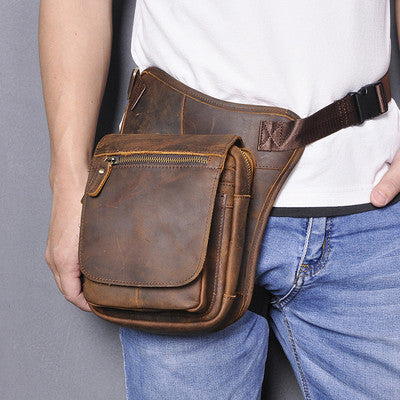 Bolso bandolera informal retro de piel de vaca para hombre