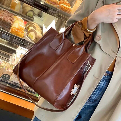 Sac à main fourre-tout en cuir véritable pour femme