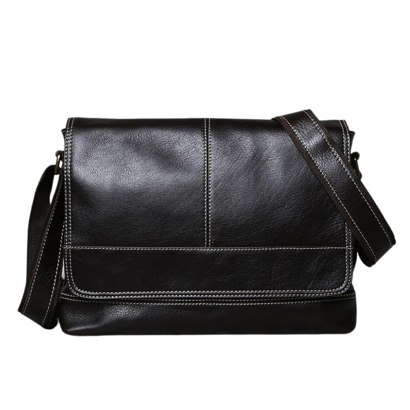 Bolso de hombro retro horizontal de cuero A4 para hombre