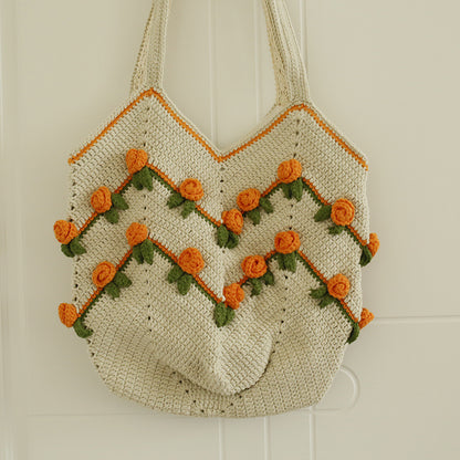 Cesta de verduras artesanal creativa tejida a mano, bolso de hombro pequeño