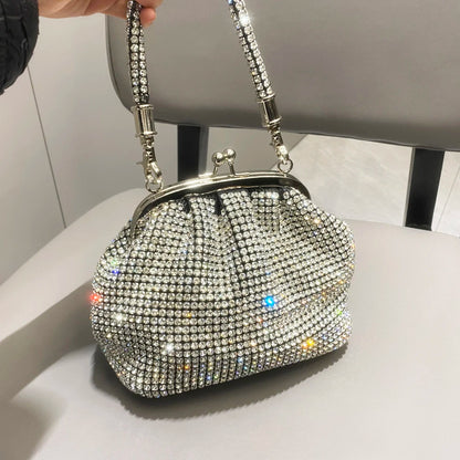 Sac messager à bandoulière en strass pour femme