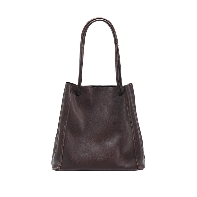 Sac seau en cuir souple pour femme en cuir véritable à bandoulière