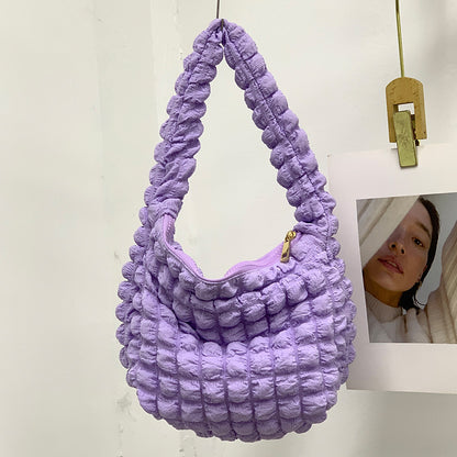 Sac à main plissé à motif de nuages ​​​​de couleur unie décontracté pour femme