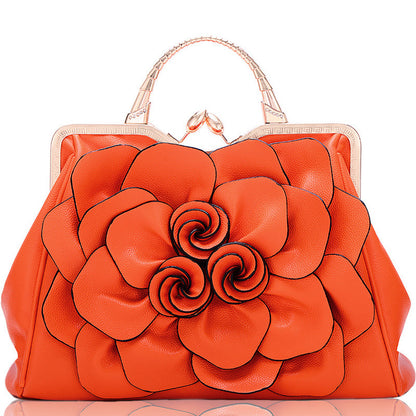 Rose Flower Women Tote Solid Color Shoulder Bag