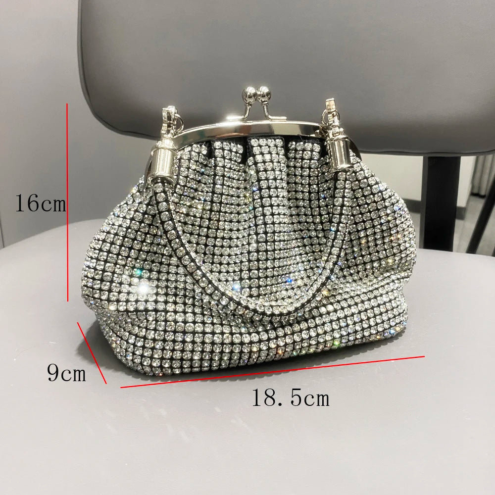 Sac messager à bandoulière en strass pour femme