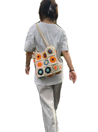 Zero Basic Learning Hand-woven Diy Material Retro Contrast Color Shoulder Bag