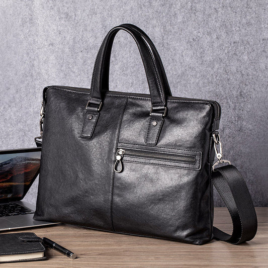 Sac à main en cuir pour homme, portable, pour affaires et loisirs