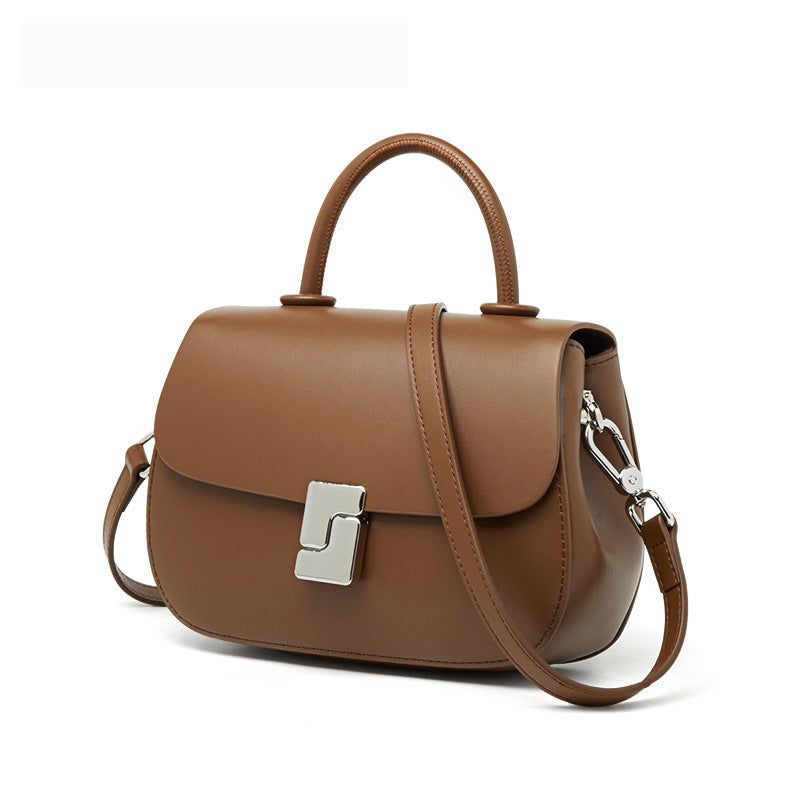 Retro Exquisite Leather Handbag Women's Shoulder Crossbody Saddle Bag