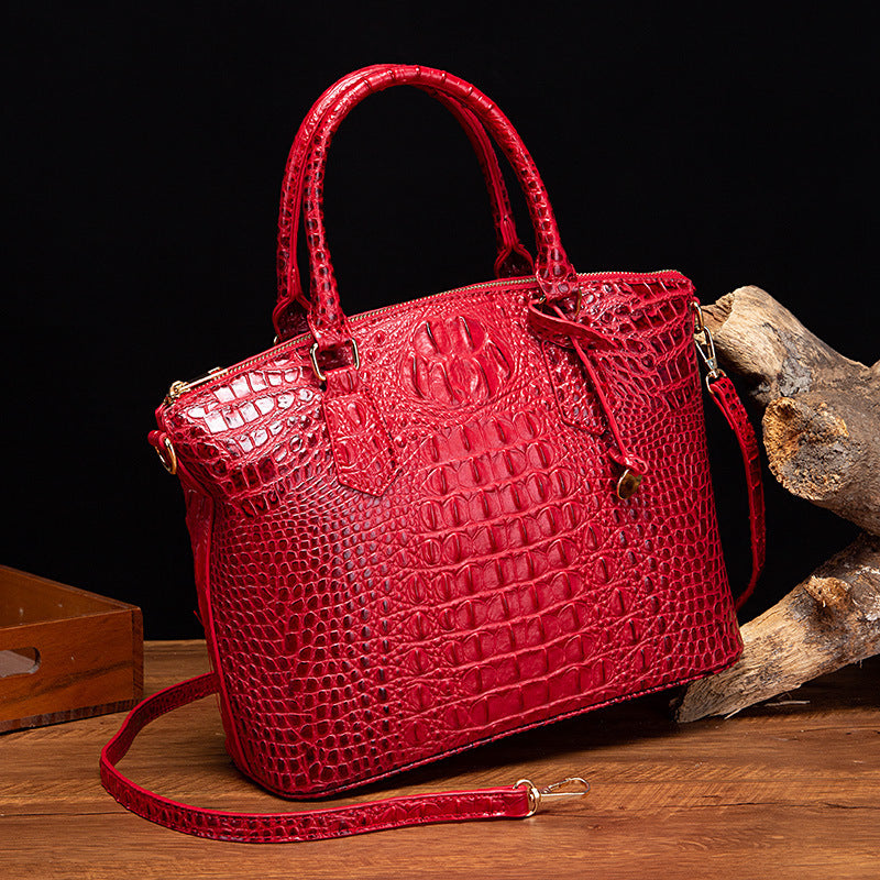 Sac messager portable à motif crocodile rétro pour femme