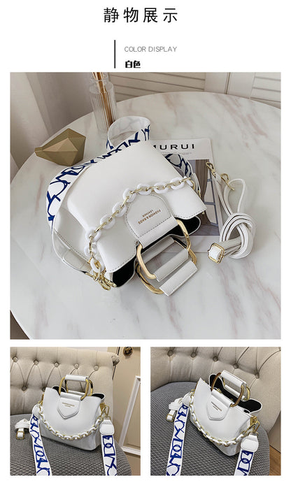 Trendy Bucket Fashionable Simple Shoulder Female Chain Commuter Hand-carrying Bag