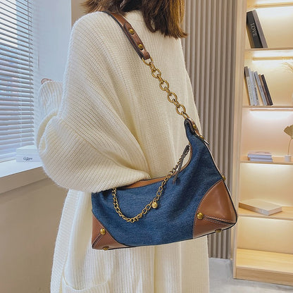 Sac à main à bandoulière en denim polyvalent et tendance