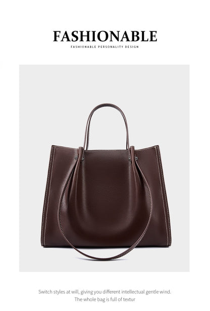 Sac à bandoulière en cuir véritable pour femme, grande capacité, de haute qualité, portable, automne et hiver