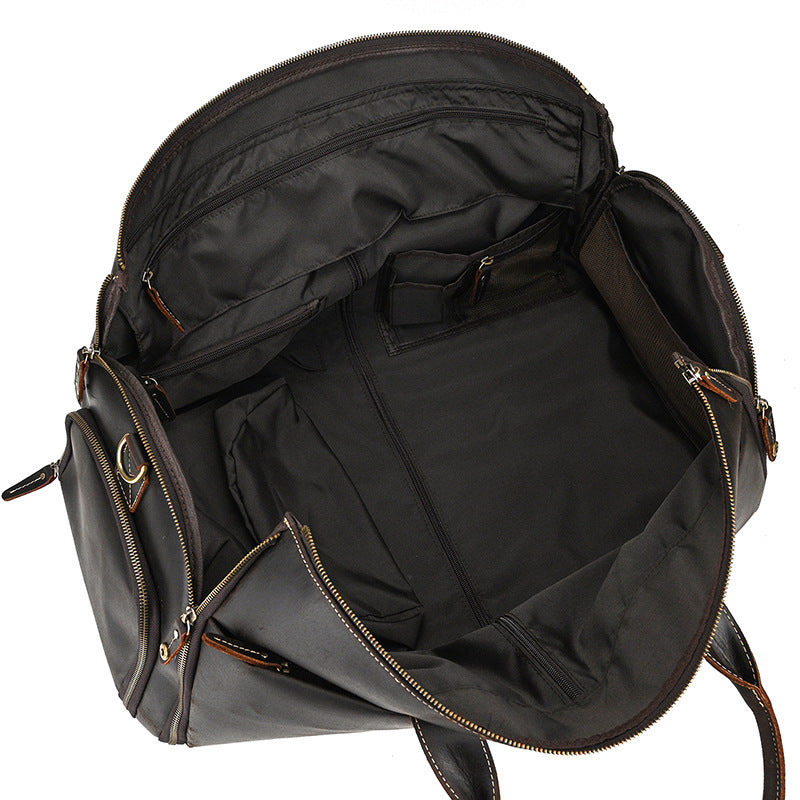 Bolso de viaje de negocios plegable de cuero para hombre con bolsillo para zapatos