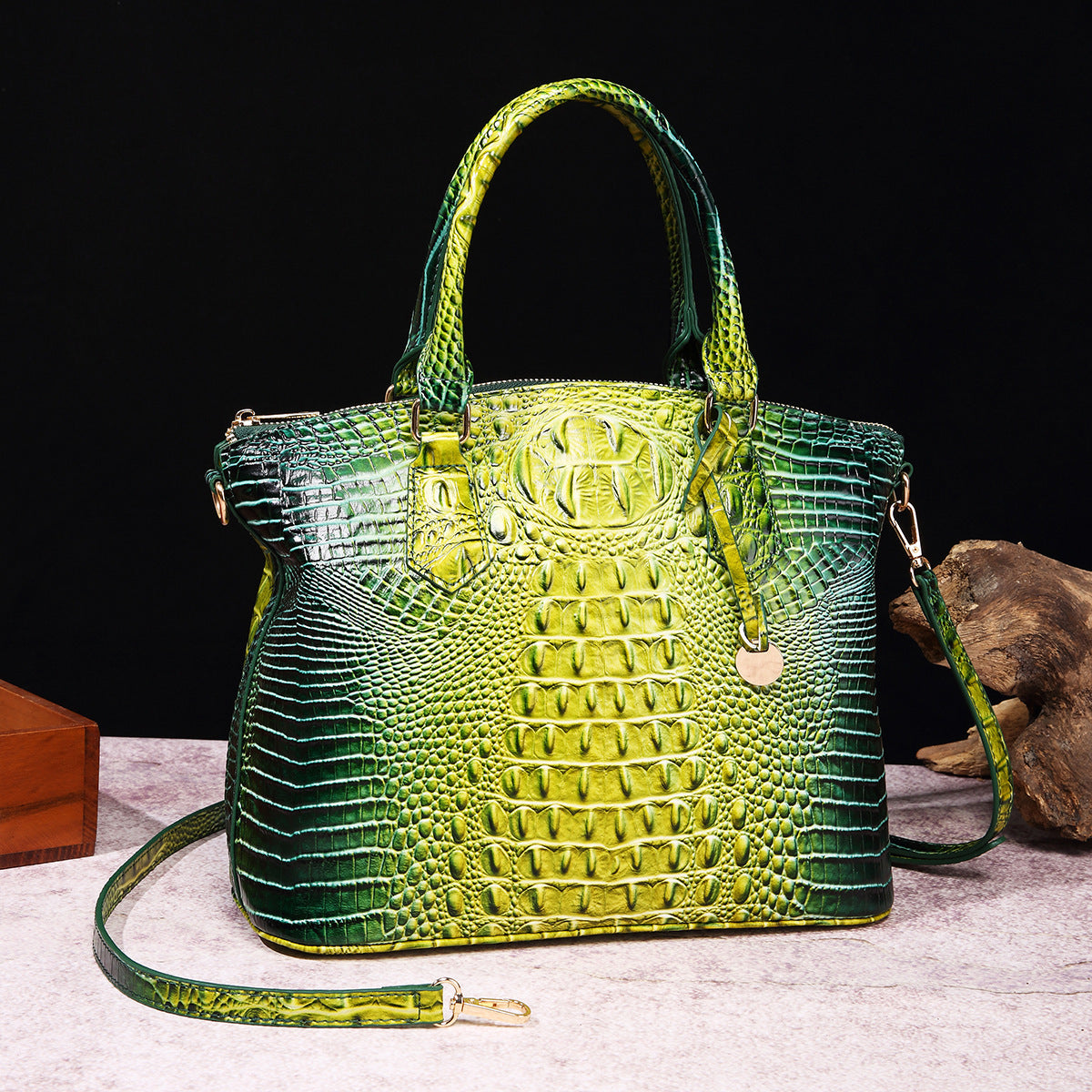 Sac messager portable à motif crocodile rétro pour femme