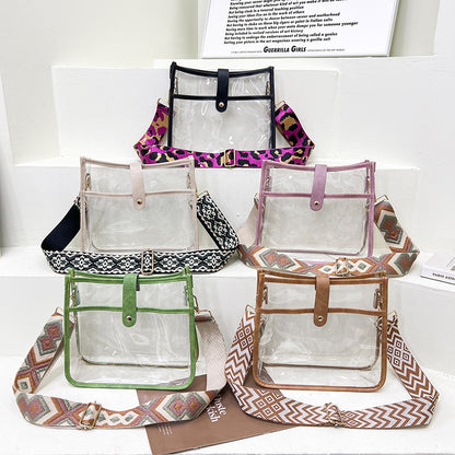 Bolso de hombro cuadrado pequeño transparente de color caramelo para mujer