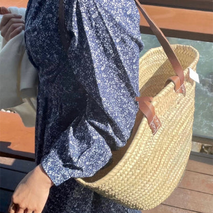 Sac à bandoulière en paille tissé à la main pour femme