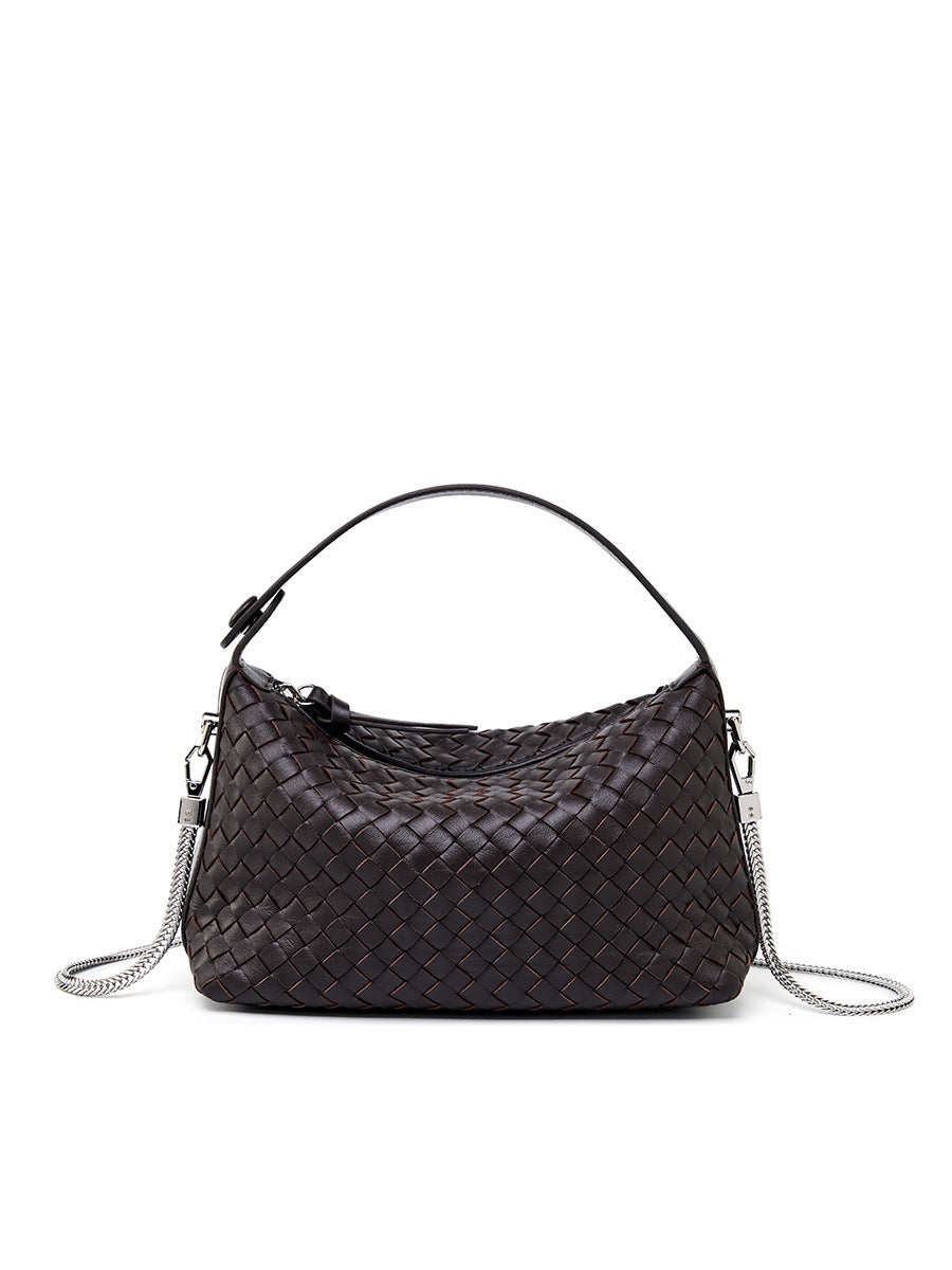 Niche Authentic Leather Weave Dumpling Bag