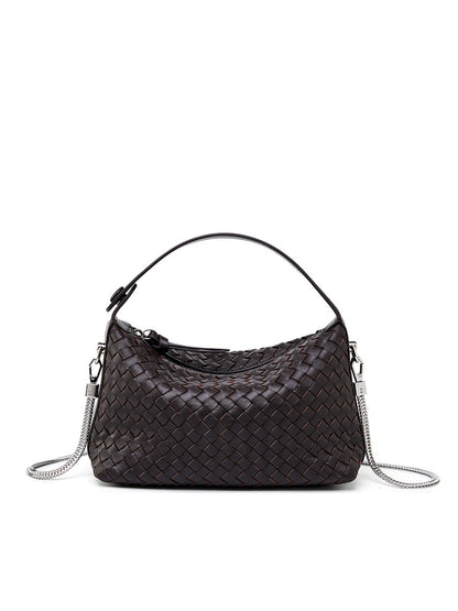 Niche Authentic Leather Weave Dumpling Bag