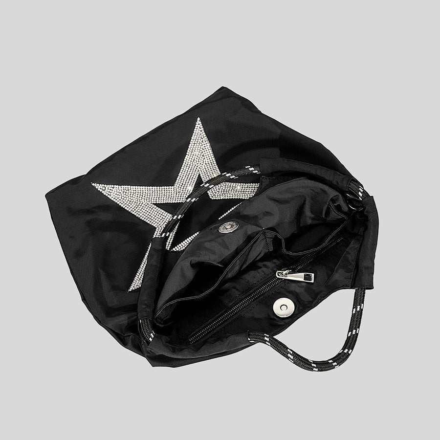 Bolso de mano con correa de tirador de tela Oxford con estrella de cinco puntas para mujer