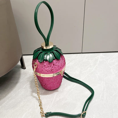 Sac à bandoulière simple en strass avec fraise