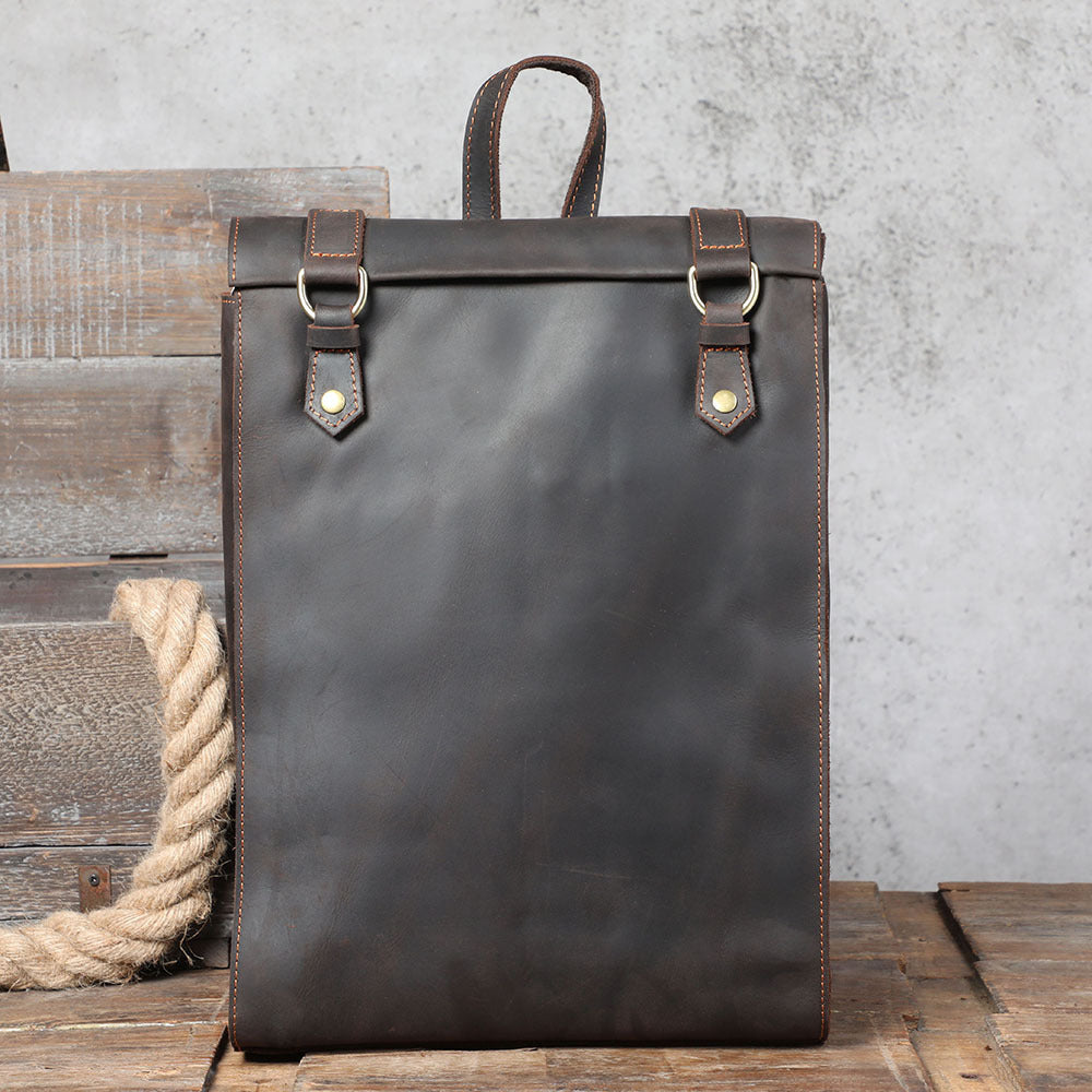 Sac d'école en cuir de vachette pour homme, style rétro