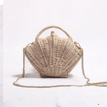 Women's Woven Shoulder Handbag Shell-shaped Chain Pouch