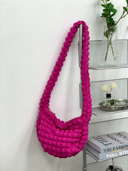 Sac à bandoulière plissé à motif losange décontracté pour femme