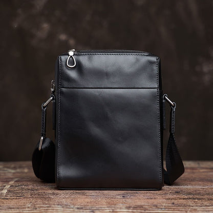 Bolso de hombro de cuero para hombre hecho a mano y sencillo