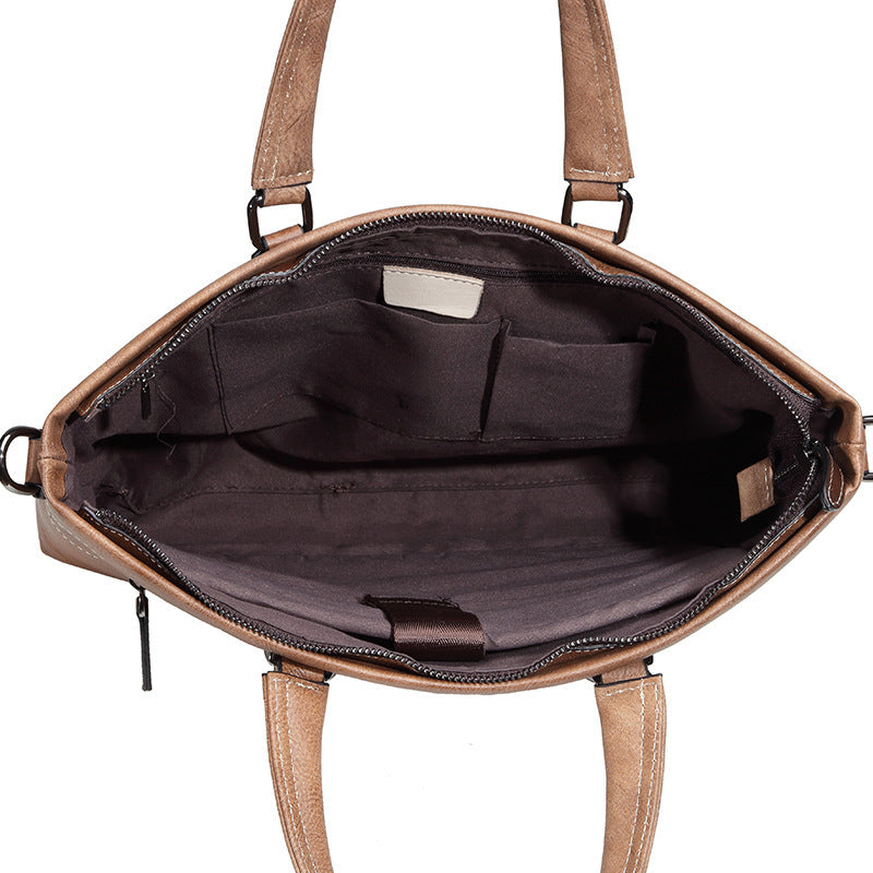 Sac à main pour homme en cuir de vachette première couche pour ordinateur et loisirs