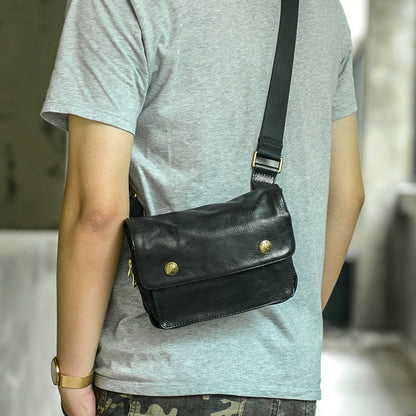 Bolso de pecho de cuero multifuncional para hombre