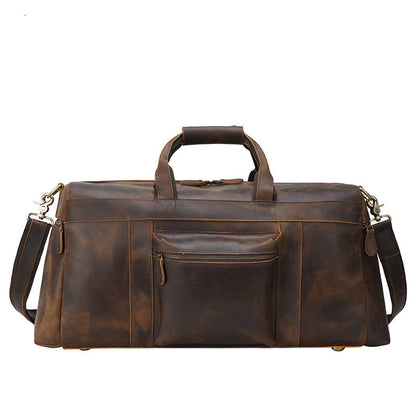 Sac fourre-tout de voyage vintage en cuir Crazy Horse pour homme, grande capacité