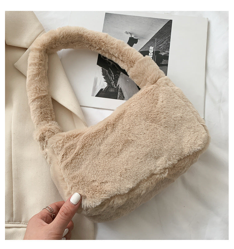 Autumn And Winter Furry Shoulder Underarm Small Bag For Women