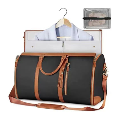 Large Leather Folding Suit Bag Travel Crossbody