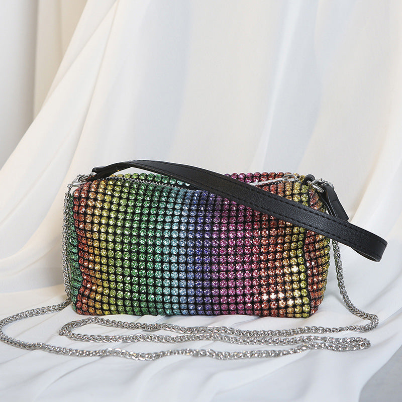 Sac à main dégradé de strass arc-en-ciel