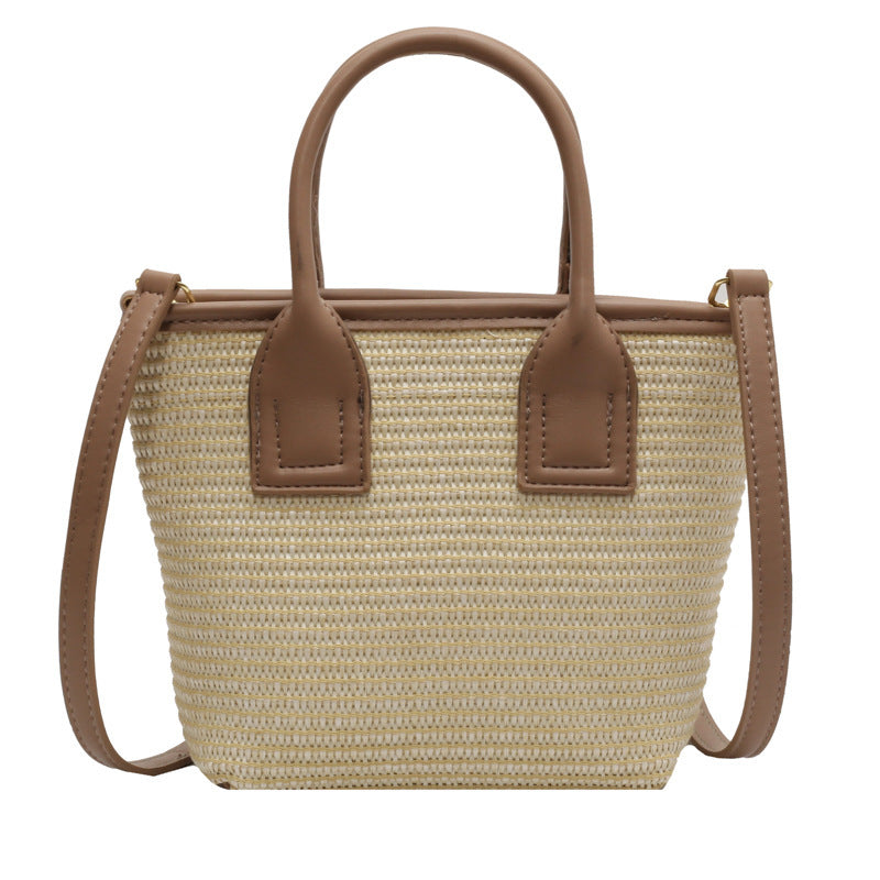 Sac seau portable en paille tissée de haute qualité pour femme