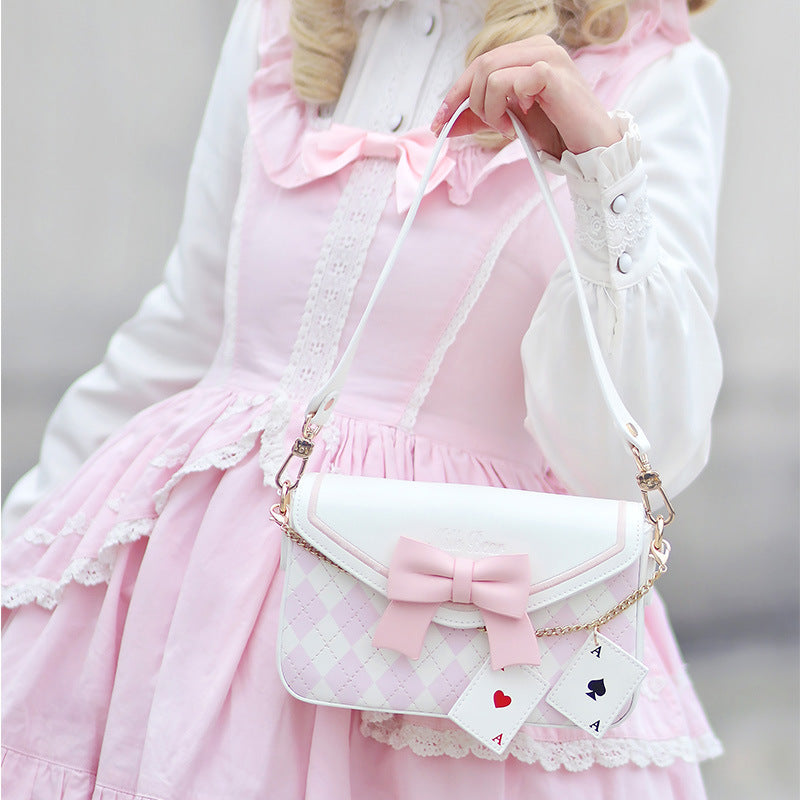 One Shoulder Bag With Lolita Bow Diagonal Cross Bag For Women