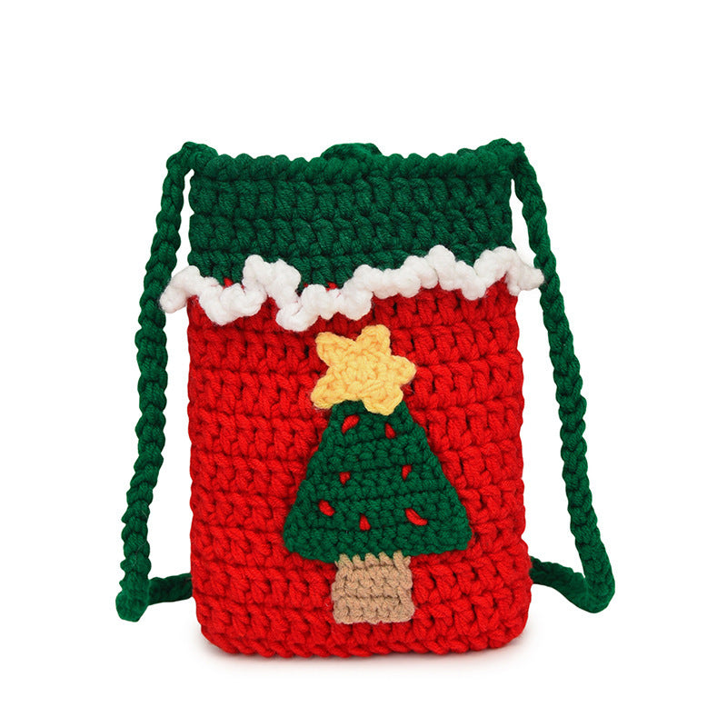 Christmas Hand-woven Wool Mobile Phone Bag Crossbody Female