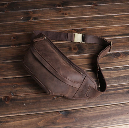 Leather Men's Crossbody Sports Phone Bag