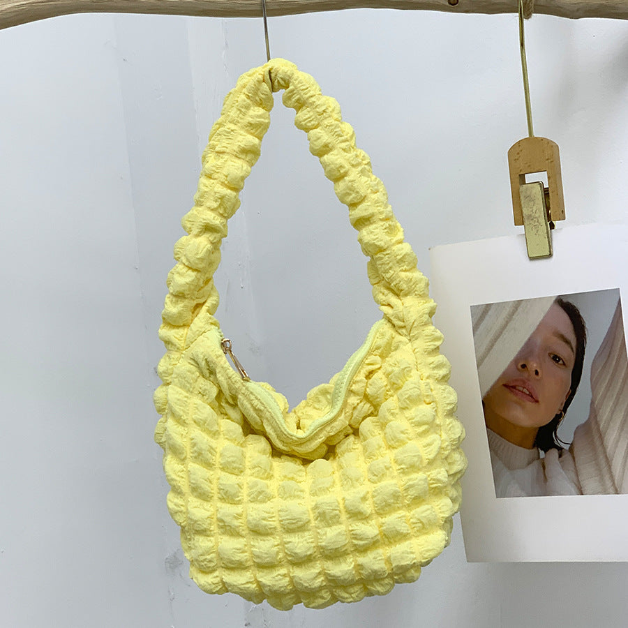 Sac à main plissé à motif de nuages ​​​​de couleur unie décontracté pour femme