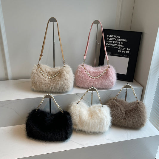 Beaded Shoulder Messenger Bag Simple Casual Handbag Female Bags