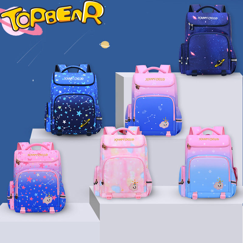 Children's Schoolbag Starry Sky Gradient Spine Protection Burden Alleviation Backpack