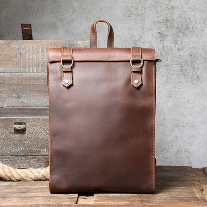 Sac d'école en cuir de vachette pour homme, style rétro