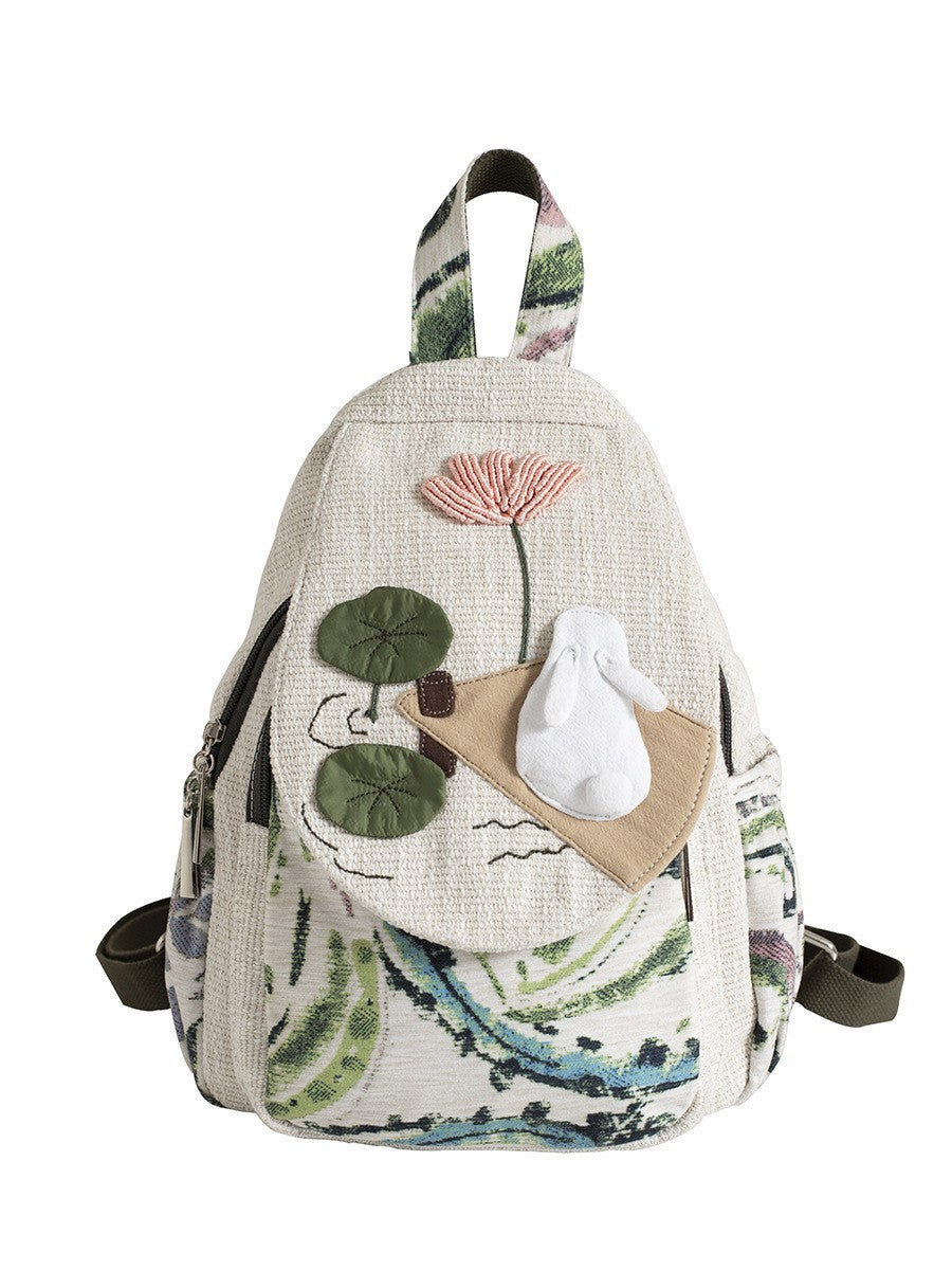 Mochila de tela multicompartimentos versátil informal